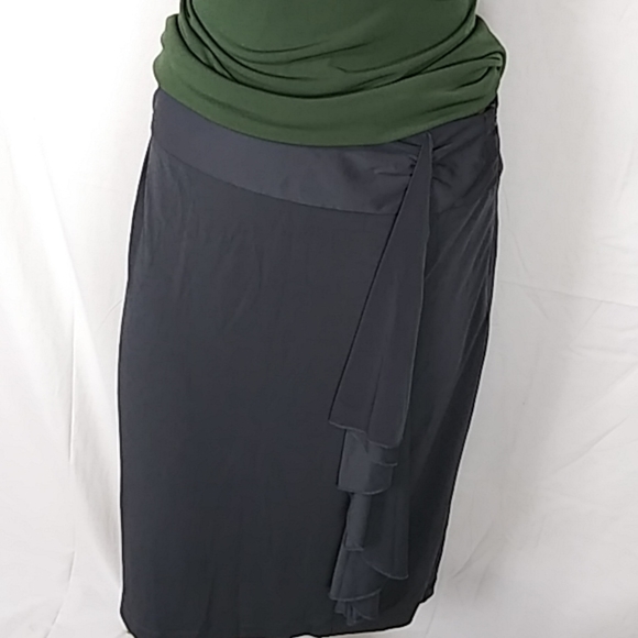 GRACE gray waterfall detail midi slinky skirt L - Picture 2 of 6